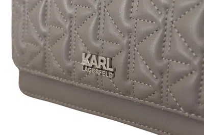 Karl Lagerfeld Light Grey Leather Crossbody Bag In Grey