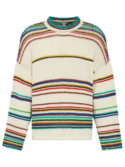 Loewe Paula's Ibiza Striped Cotton-blend Sweater In Beige