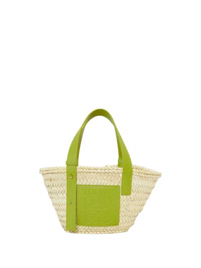 Shop Loewe Paula's Ibiza Basket Small Raffia And Leather Tote Bag In Green