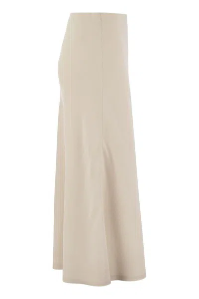 Shop Brunello Cucinelli Flute Skirt In Comfort Viscose Couture Twill In Beige