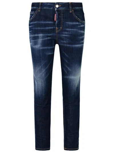 Dsquared2 'cool Girl' Blue Cotton Blend Jeans Women In Blue