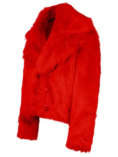 Dsquared2 Double-breasted Faux-fur Jacket In Red
