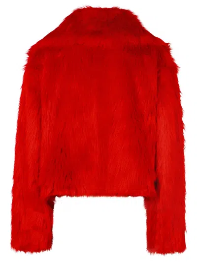 Dsquared2 Double-breasted Faux-fur Jacket In Red