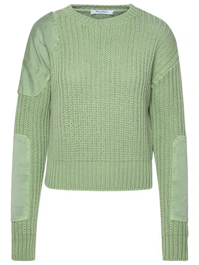 Shop Max Mara 'abisso1234' Sage Green Cotton Sweater Woman