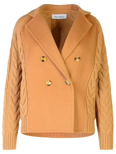 Shop Max Mara 'micio' Cardigan In Beige Wool Blend Woman In Brown
