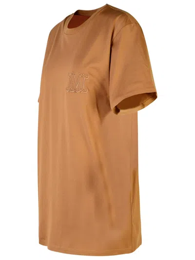 Max Mara Papaia Embroidered Logo T-shirt In Brown
