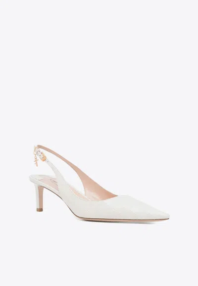 Tom Ford Angelina Charm Croco Slingback Pumps In White