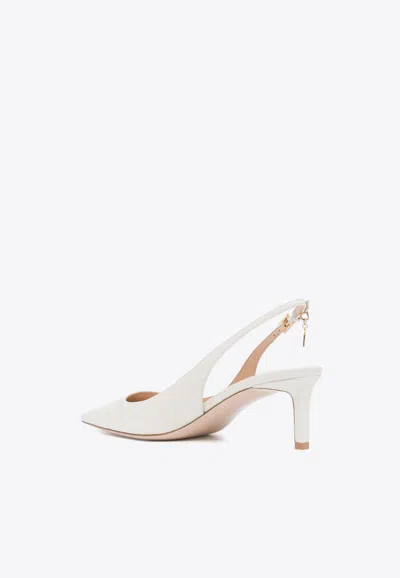 Tom Ford Angelina Charm Croco Slingback Pumps In White
