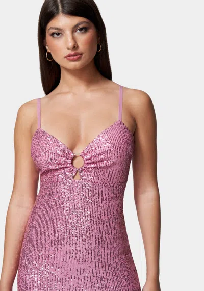 Bebe Ring Detail Sequin Mini In Fuchsia Pink