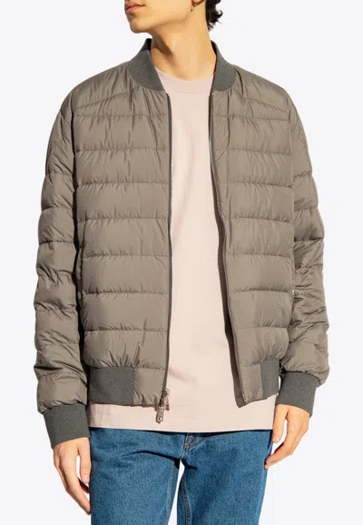 Shop Moncler Aver Reversible Bomber Jacket In Gray