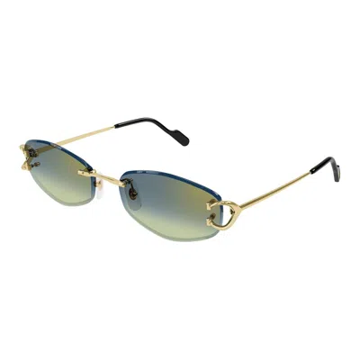Cartier Gradient Metal Rectangle Sunglasses In Gold