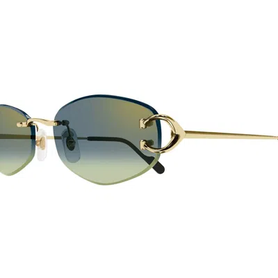 Cartier Gradient Metal Rectangle Sunglasses In Gold