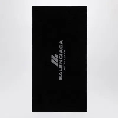 Balenciaga Black Cotton Activewear Gym Towel In Black