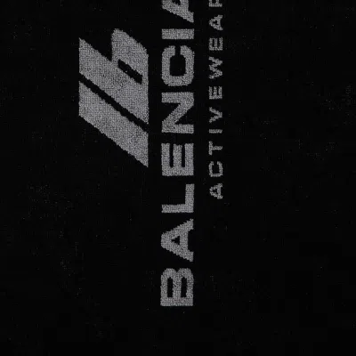 Balenciaga Black Cotton Activewear Gym Towel In Black
