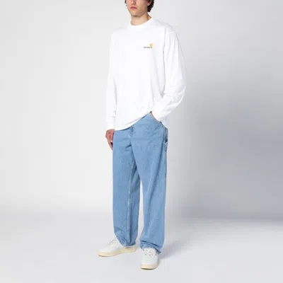 Shop Carhartt Single Knee Pant Blue In Cotton