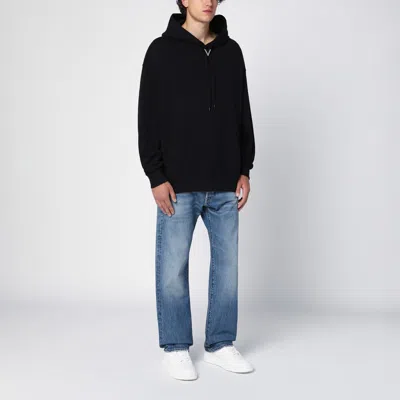 Valentino Embellished Hooded Sweatshirt With Drawstring And Pouch Pocket In Black