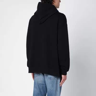 Valentino Embellished Hooded Sweatshirt With Drawstring And Pouch Pocket In Black