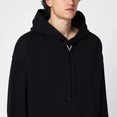 Valentino Embellished Hooded Sweatshirt With Drawstring And Pouch Pocket In Black