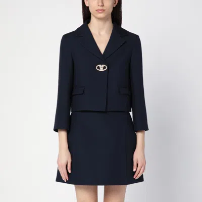 Valentino Vlogo Single-breasted Wool Blazer In Blue