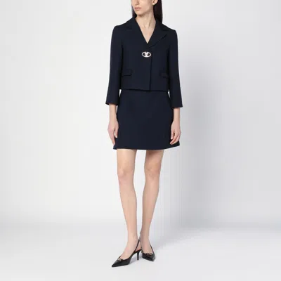 Valentino Vlogo Single-breasted Wool Blazer In Blue