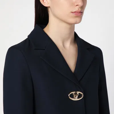 Valentino Vlogo Single-breasted Wool Blazer In Blue