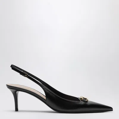 Valentino Slingback Vlogo The Bold Edition Black Calfskin Pumps In Black
