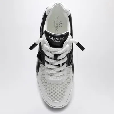 Valentino One Stud Xl Low-top Sneaker In Nappa Leather And Jacquard Toile Iconographe Technical Fabric In White