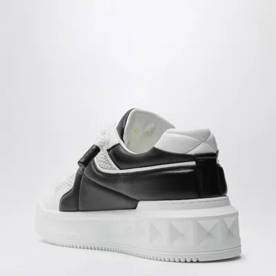 Valentino One Stud Xl Low-top Sneaker In Nappa Leather And Jacquard Toile Iconographe Technical Fabric In White