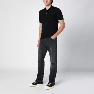 Balmain Black Denim Jeans With Wear Men