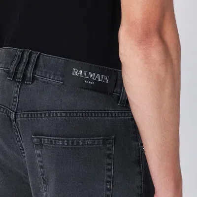 Balmain Black Denim Jeans With Wear Men