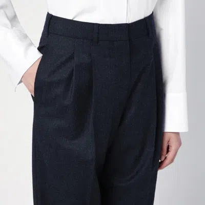 Stella Mccartney Navy Wool Pleated Trousers In Blue