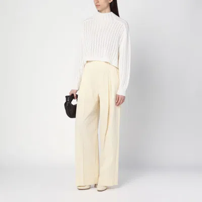 Max Mara White Perforated Wool And Cashmere Sweater Women In Beige