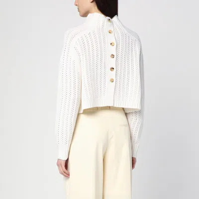 Max Mara White Perforated Wool And Cashmere Sweater Women In Beige