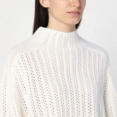 Max Mara White Perforated Wool And Cashmere Sweater Women In Beige