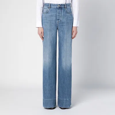 Bottega Veneta Jeans In Cotone Con Patch Posteriore In Pelle In Blue