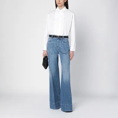 Bottega Veneta Jeans In Cotone Con Patch Posteriore In Pelle In Blue