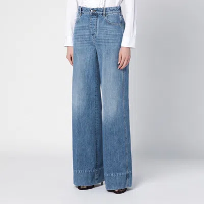 Bottega Veneta Jeans In Cotone Con Patch Posteriore In Pelle In Blue