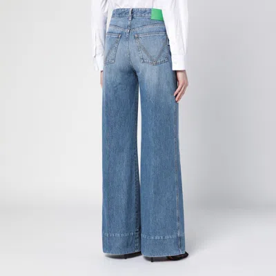 Bottega Veneta Jeans In Cotone Con Patch Posteriore In Pelle In Blue