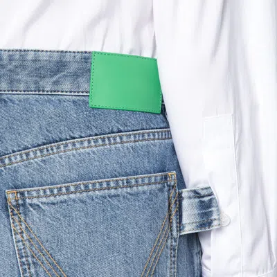 Bottega Veneta Jeans In Cotone Con Patch Posteriore In Pelle In Blue