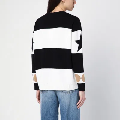 Shop Max Mara Striped Pullover In Wool And Cashmere In Black