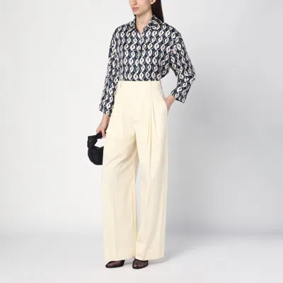 Max Mara Timeless Reversible Patterned Silk Blouse In Blue