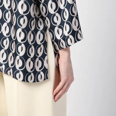 Max Mara Timeless Reversible Patterned Silk Blouse In Blue