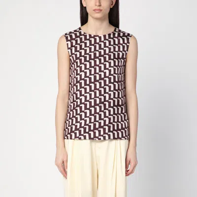 Max Mara Timeless Reversible Patterned Silk Camisole Top In Purple