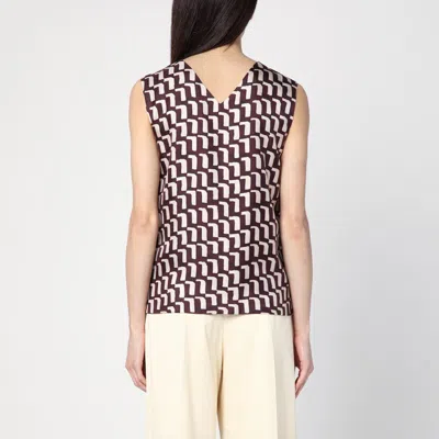 Max Mara Timeless Reversible Patterned Silk Camisole Top In Purple