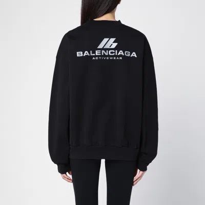 Shop Balenciaga Oversized Black Cotton Sweatshirt With Logo