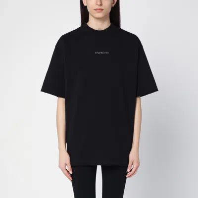 Shop Balenciaga Back Black Jersey T-shirt