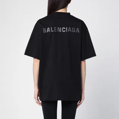 Shop Balenciaga Back Black Jersey T-shirt