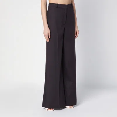 Stella Mccartney Dark Chocolate Wide Leg Pants In Wool In Brown