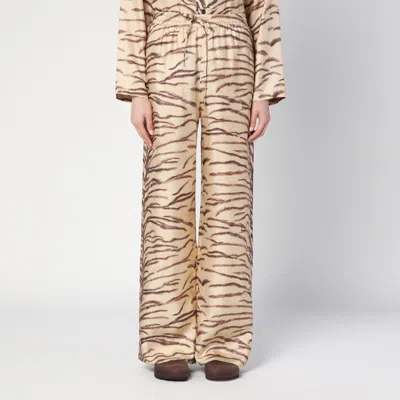 Stella Mccartney Tiger Print Wide-leg Silk Pants In Beige