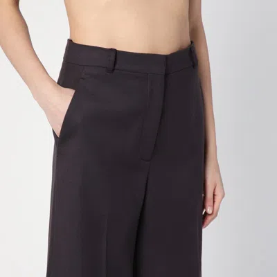 Stella Mccartney Dark Chocolate Wide Leg Pants In Wool In Brown